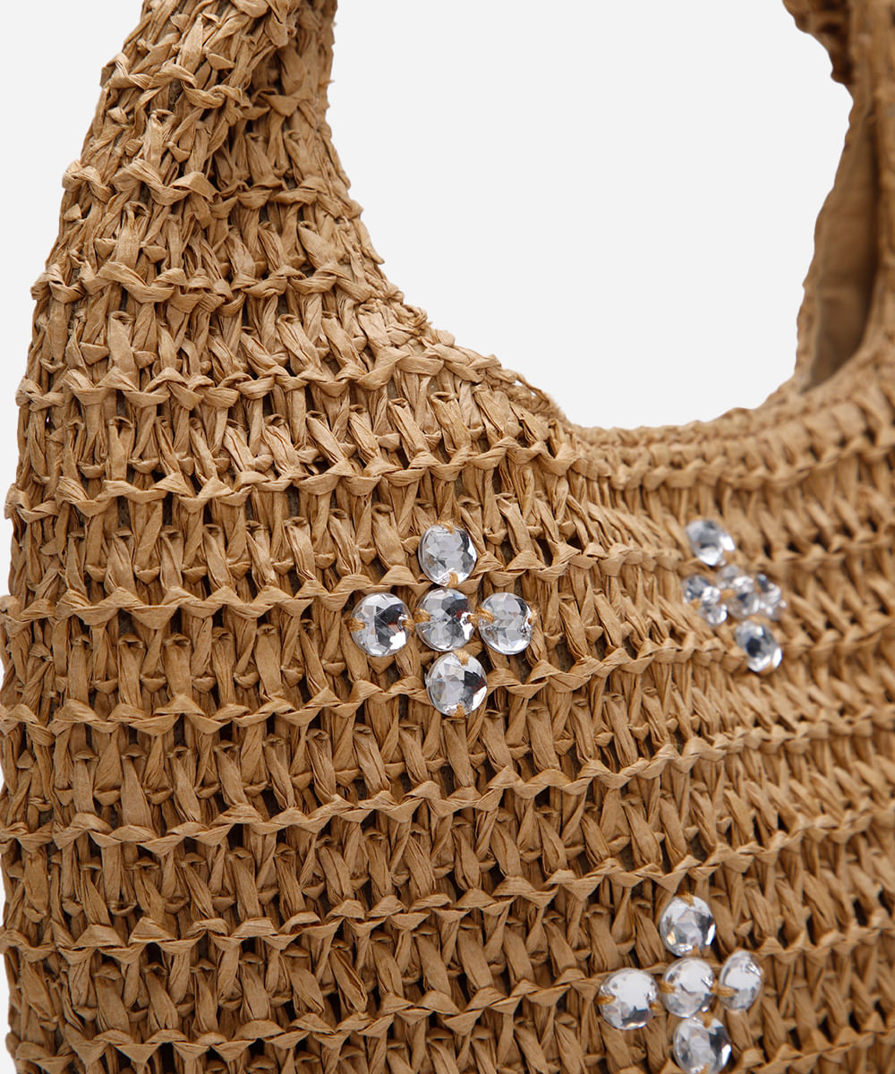 bolsa baguete texturizada com brilhos bege