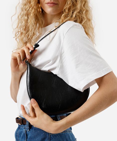 bolsa baguete alça fina preto