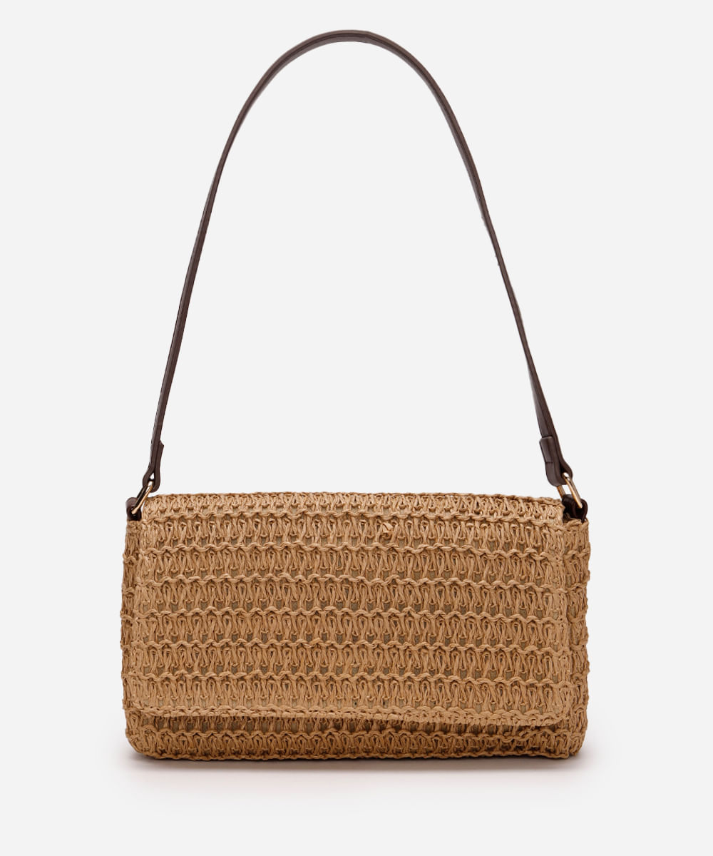 bolsa baguete texturizada bege
