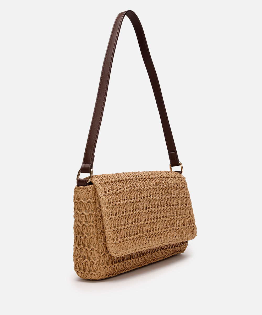 bolsa baguete texturizada bege