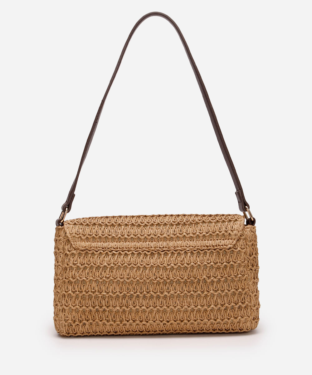 bolsa baguete texturizada bege