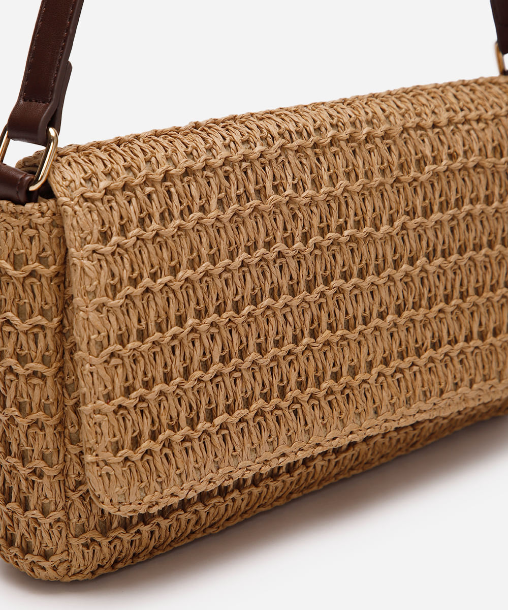 bolsa baguete texturizada bege