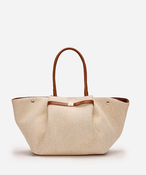 bolsa shopper estruturada texturizada bege