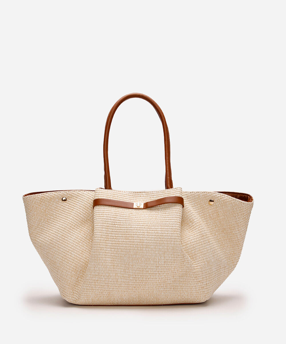 bolsa shopper estruturada texturizada bege
