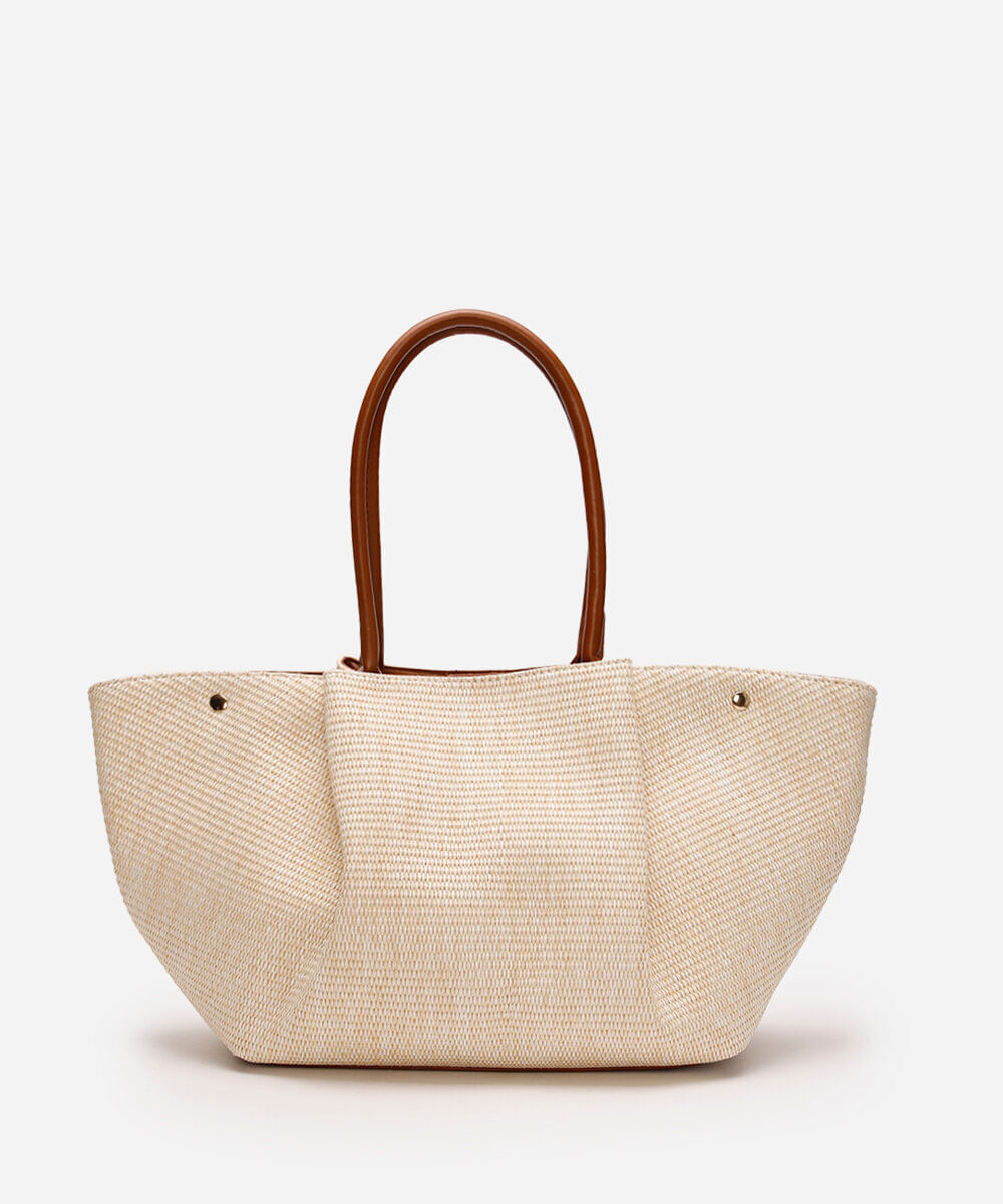 bolsa shopper estruturada texturizada bege