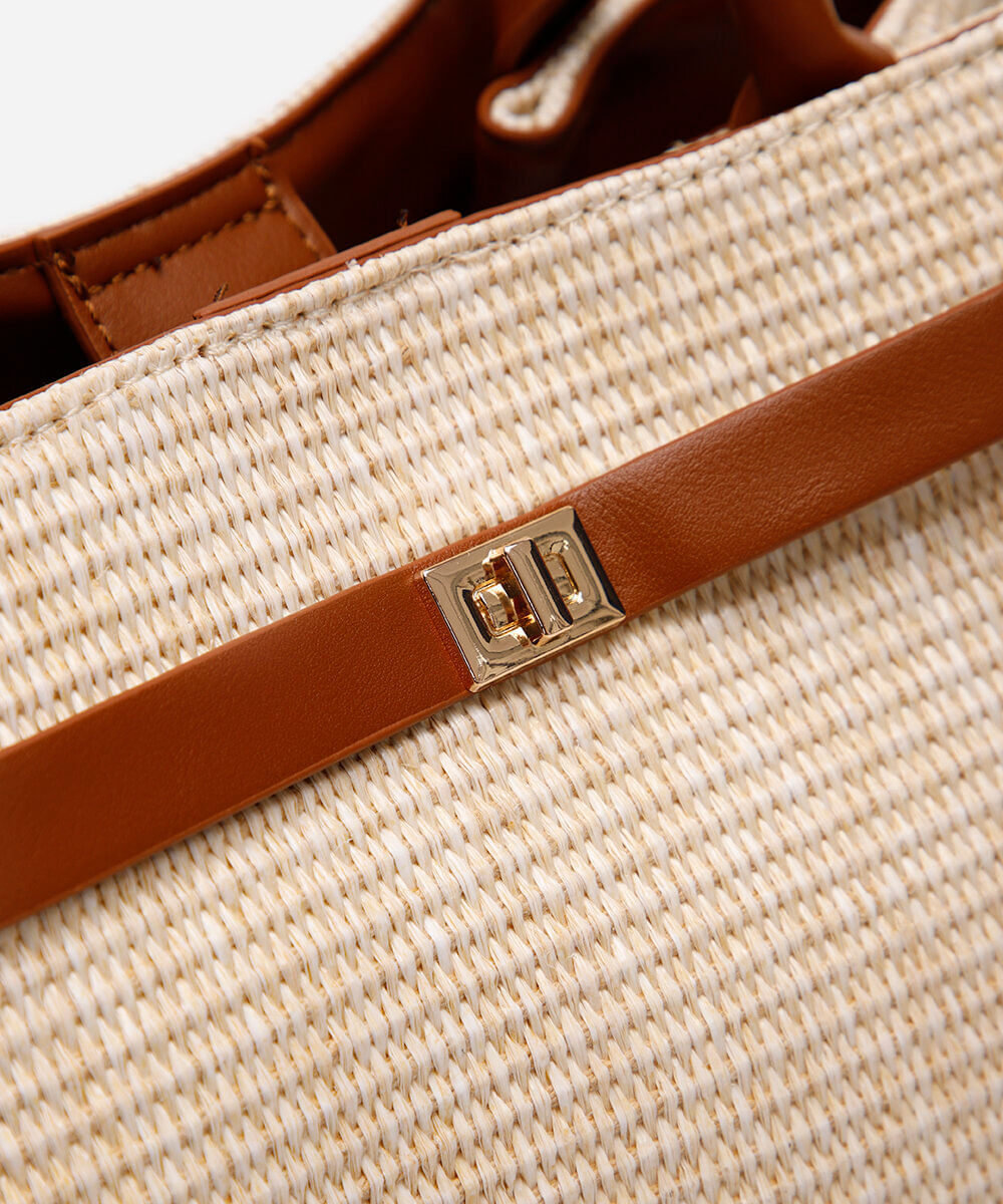 bolsa shopper estruturada texturizada bege
