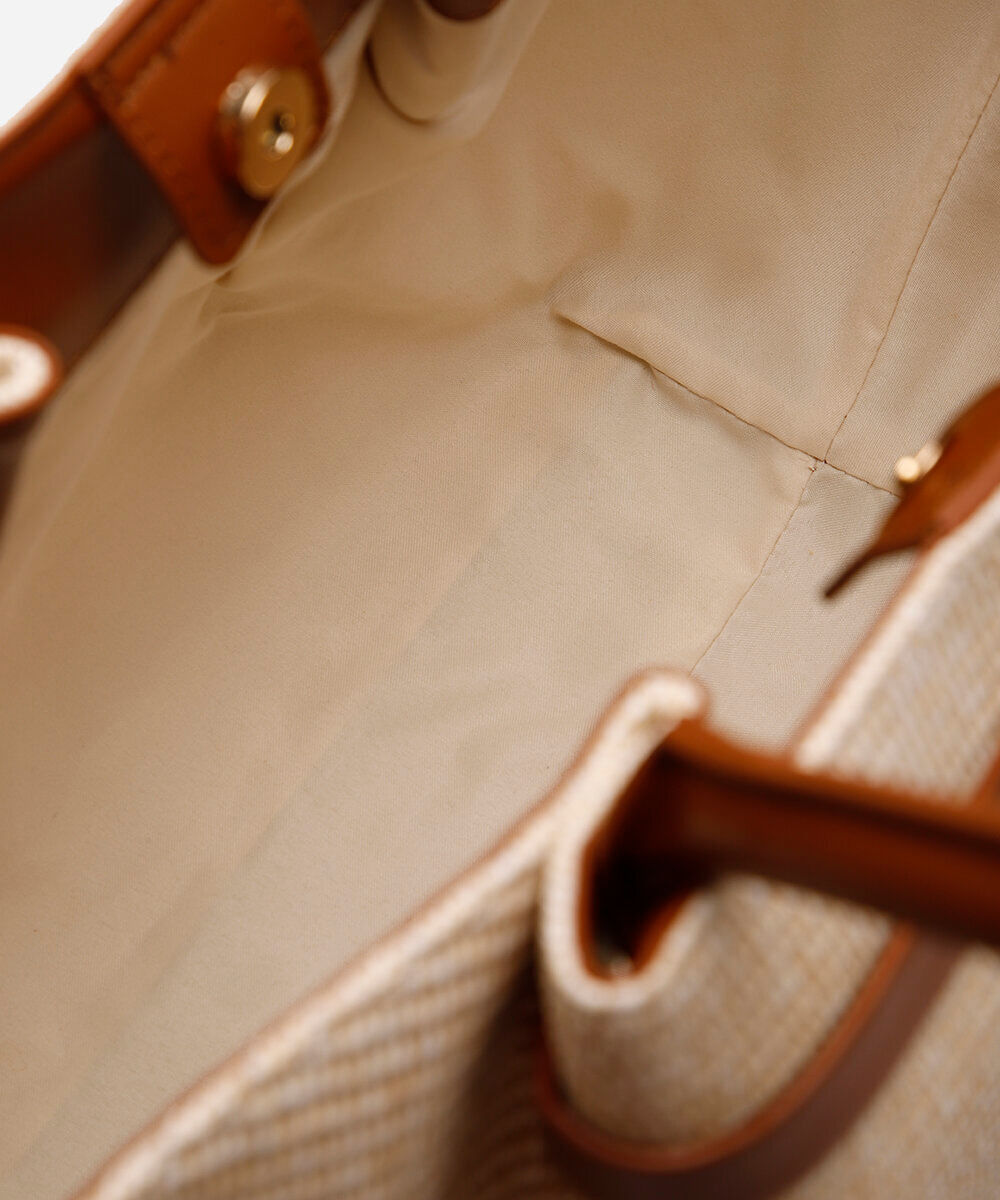 bolsa shopper estruturada texturizada bege