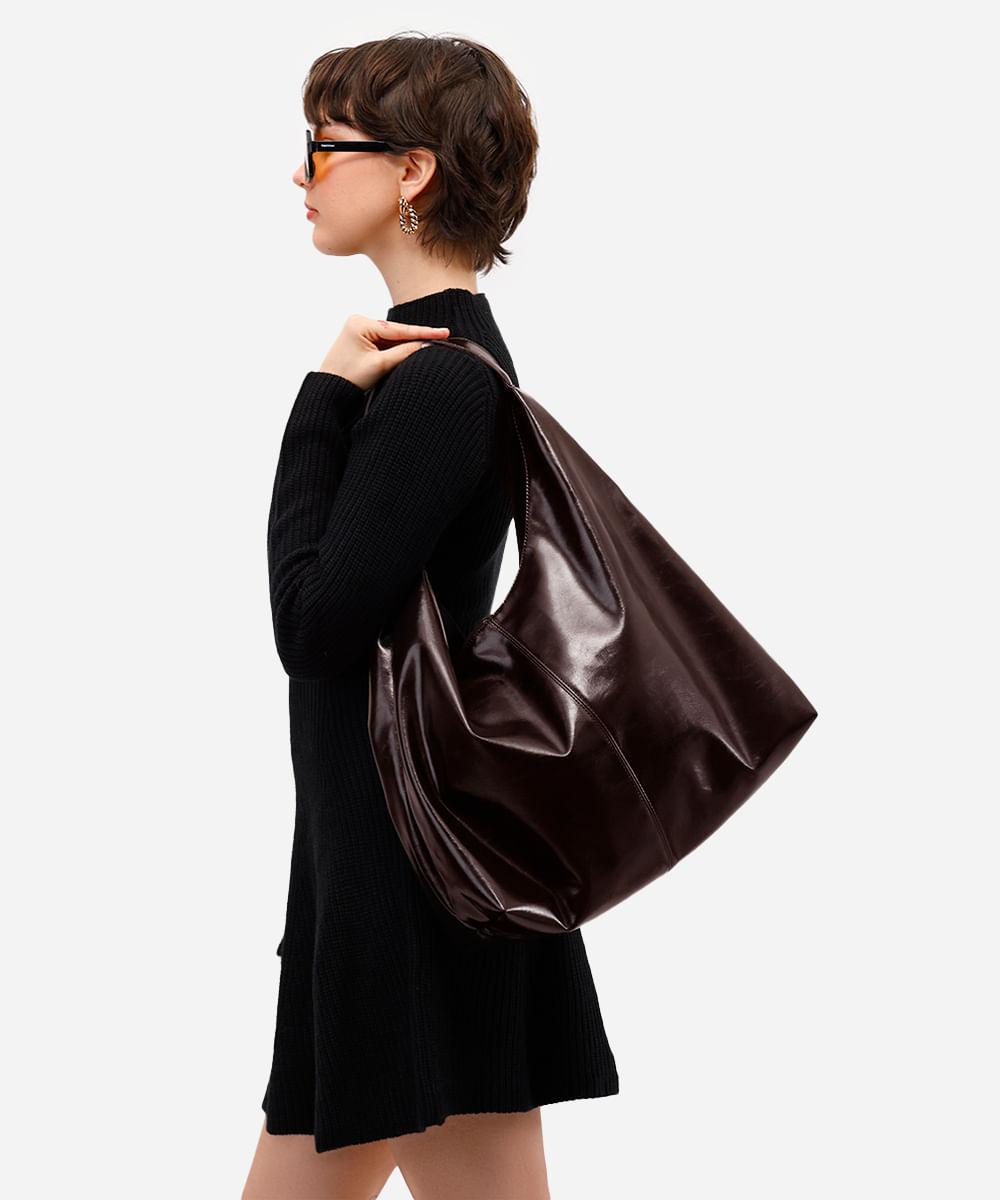 bolsa shopper com recorte marrom