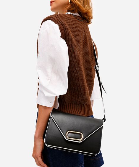 bolsa transversal estruturada preta