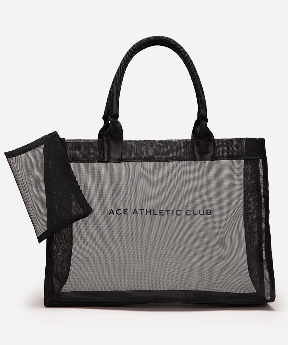 bolsa tote de tela esportiva preta