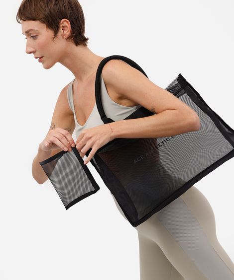 bolsa tote de tela esportiva preta