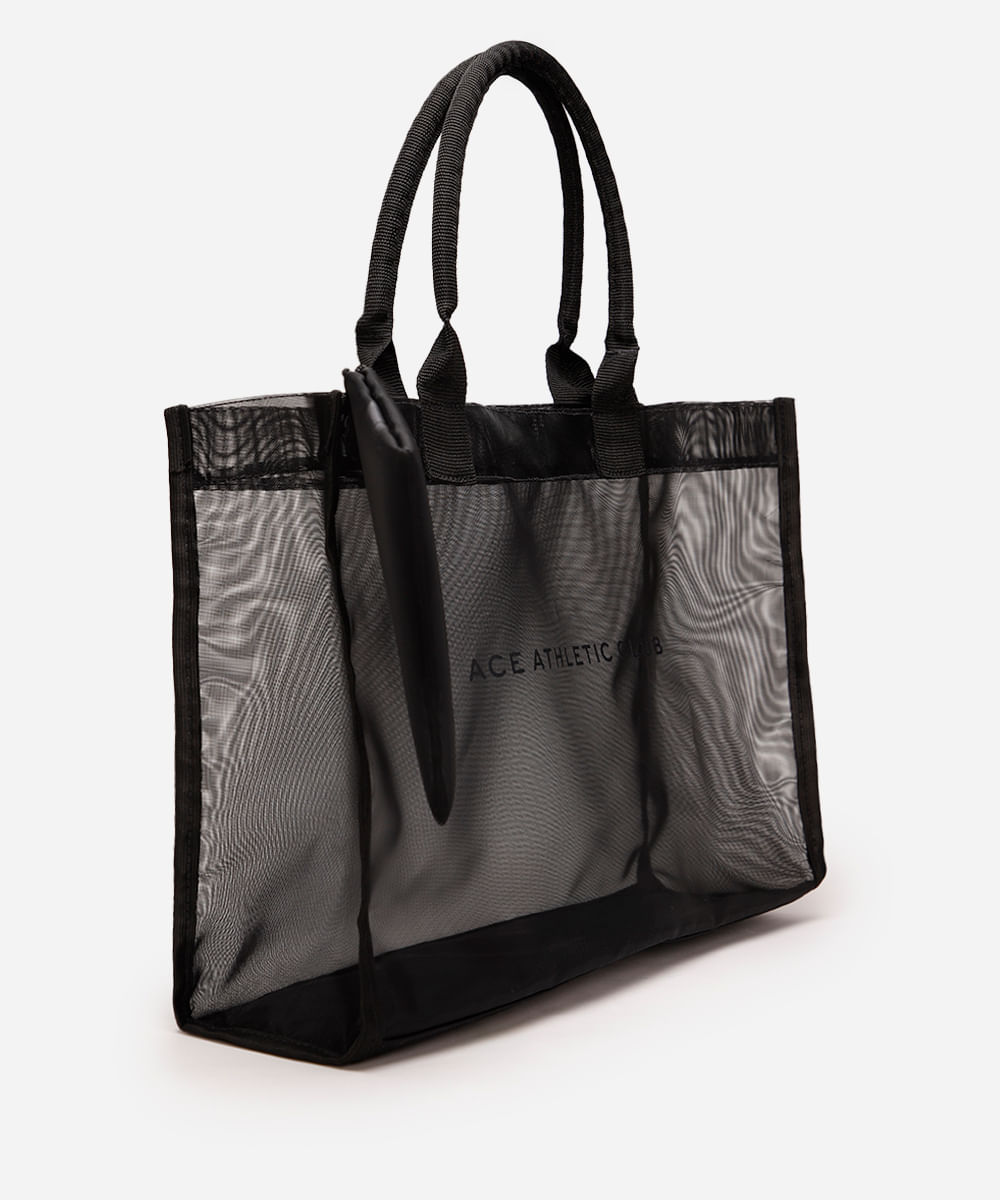 bolsa tote de tela esportiva preta