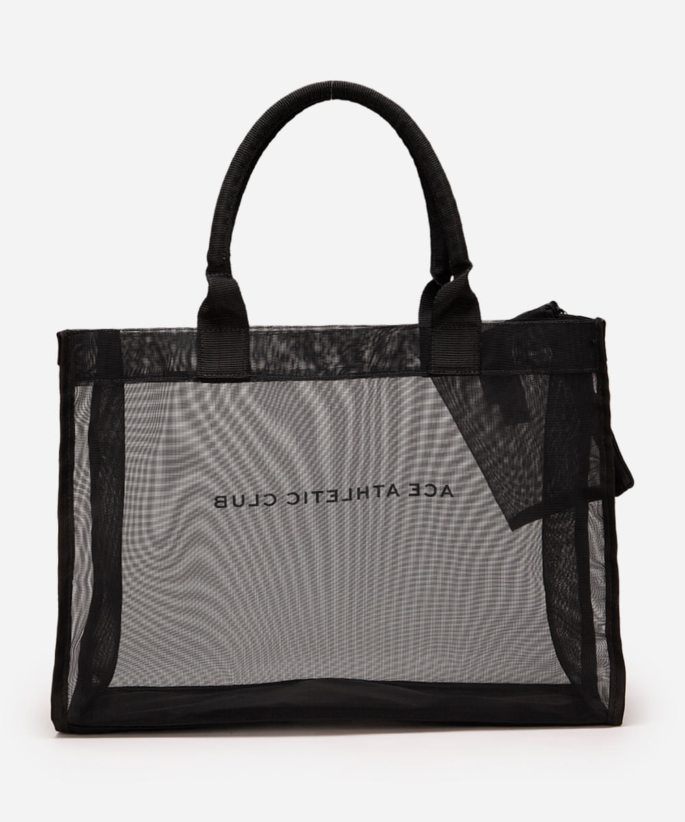 bolsa tote de tela esportiva preta