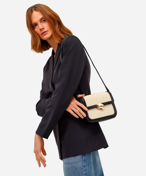 bolsa shoulder bag feminina texturizada preta