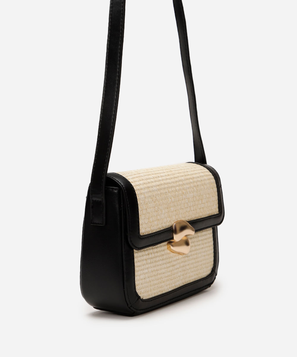 bolsa shoulder bag feminina texturizada preta