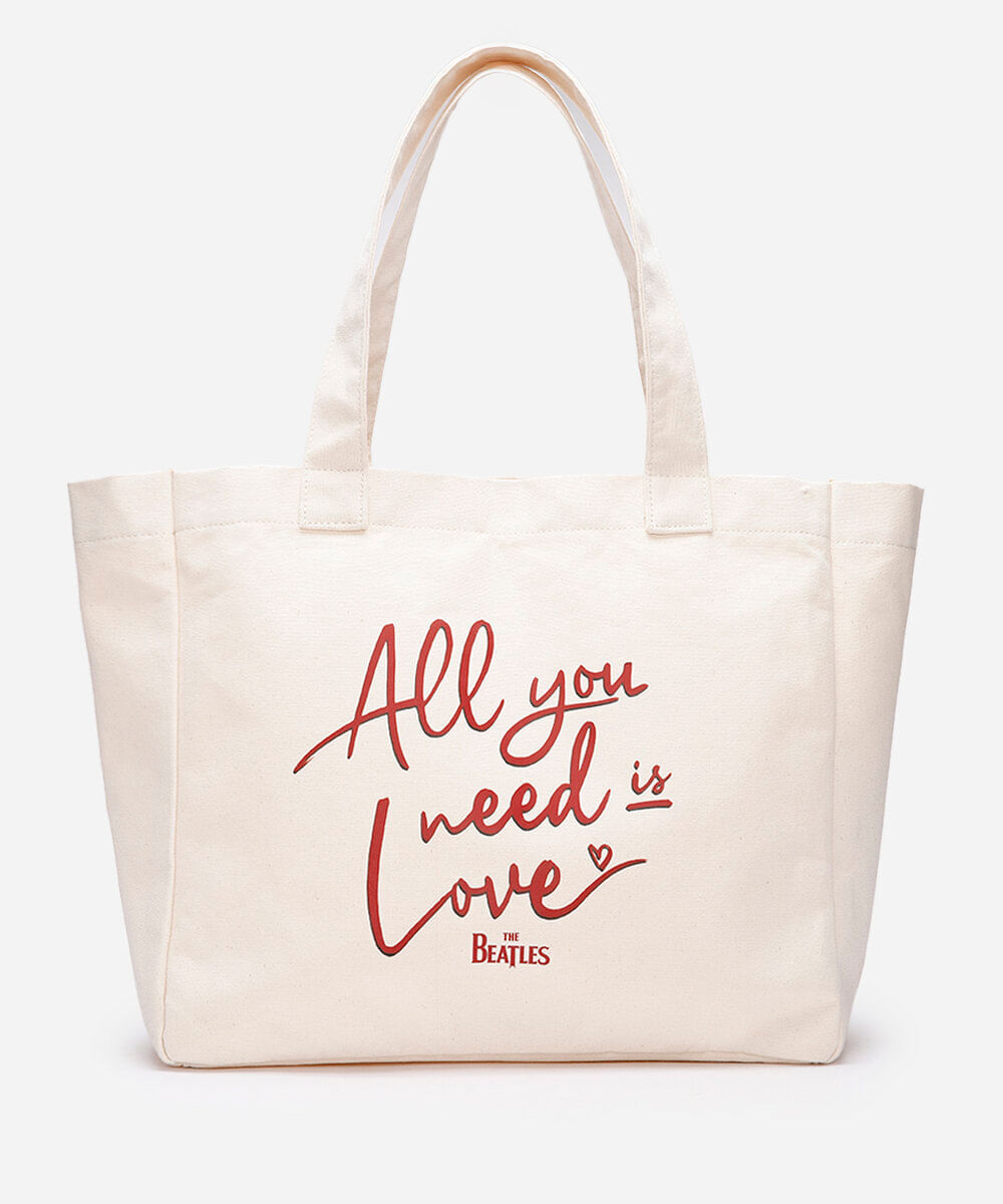 bolsa unissex tote bag shopper all you need is love the beatles bege