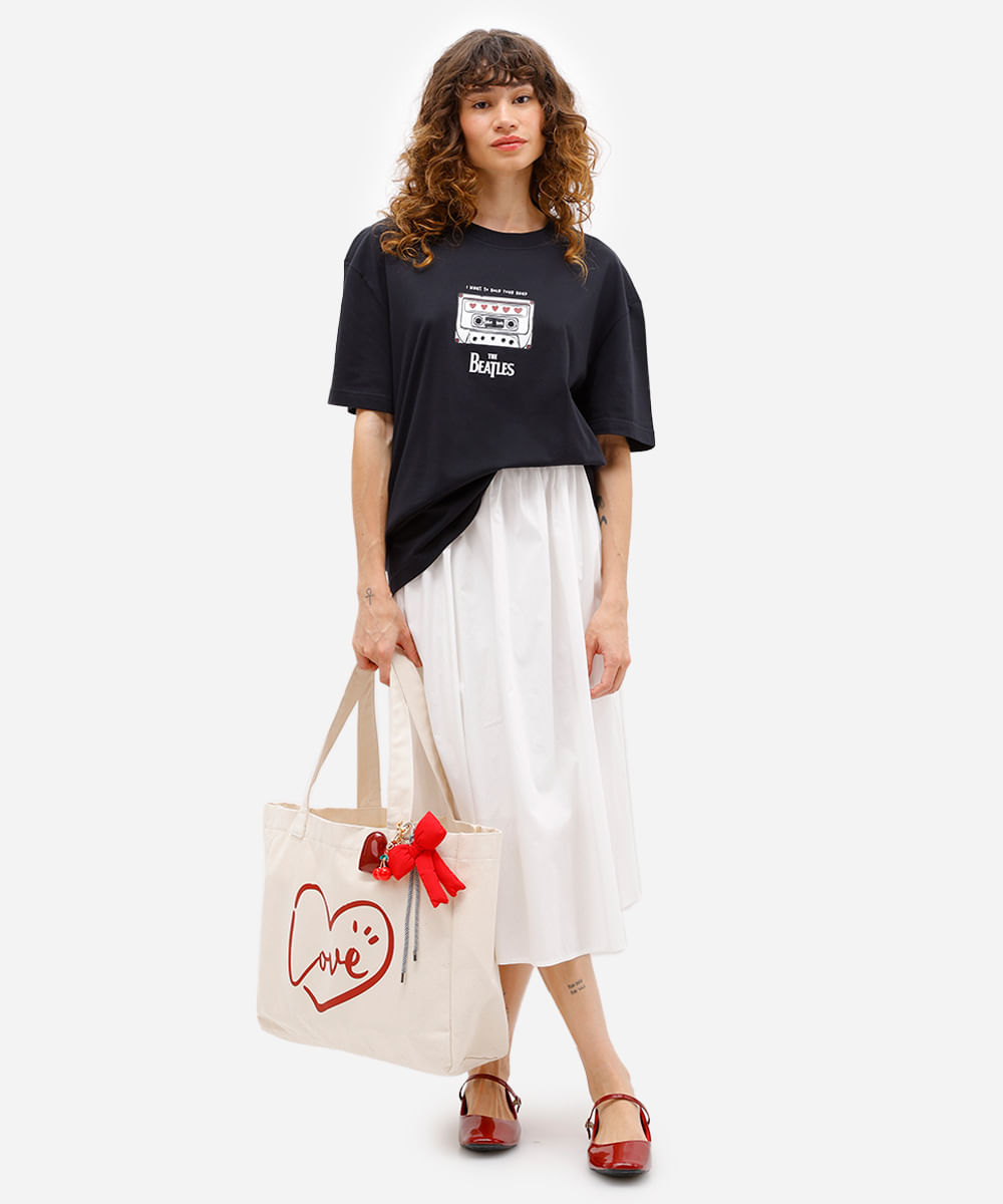 bolsa unissex tote bag shopper all you need is love the beatles bege