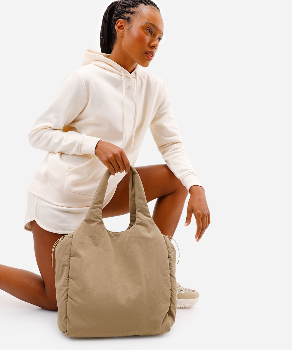 bolsa tote feminina texturizada bege