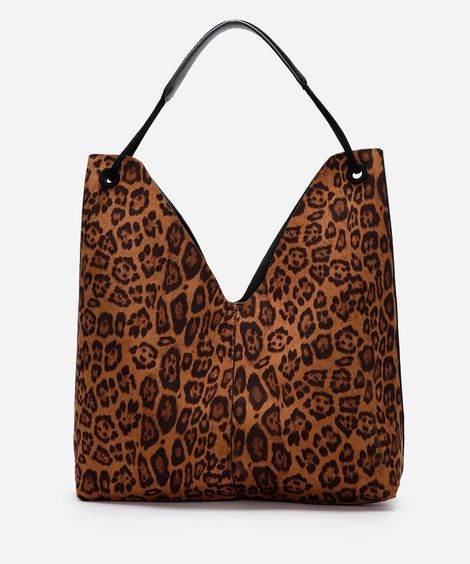 bolsa shoulder dupla face animal print babi louise colorida