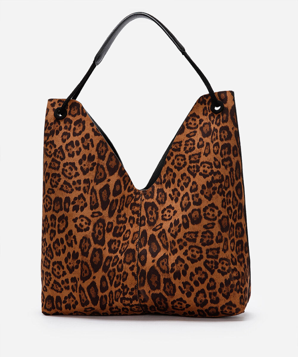 bolsa shoulder dupla face animal print babi louise colorida
