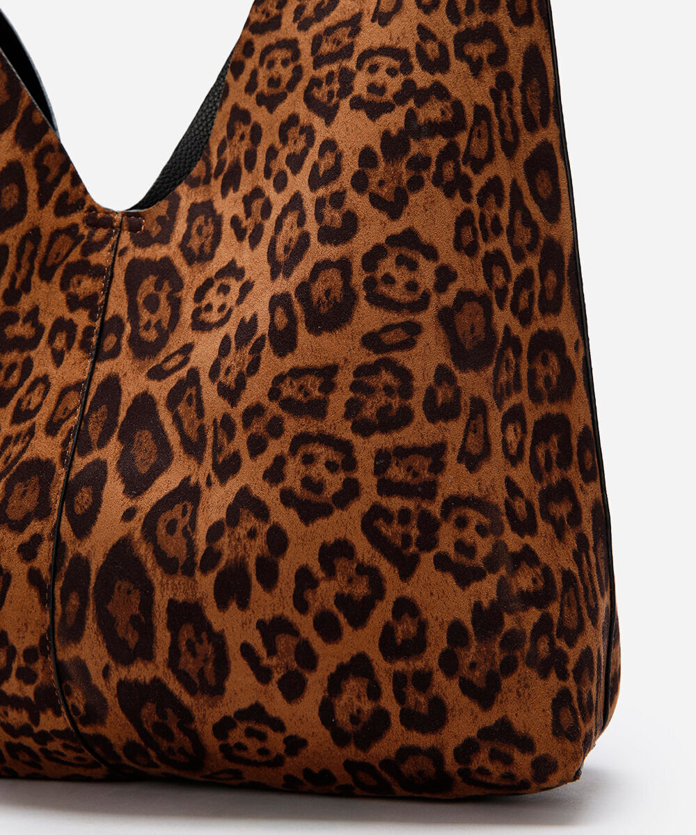 bolsa shoulder dupla face animal print babi louise colorida