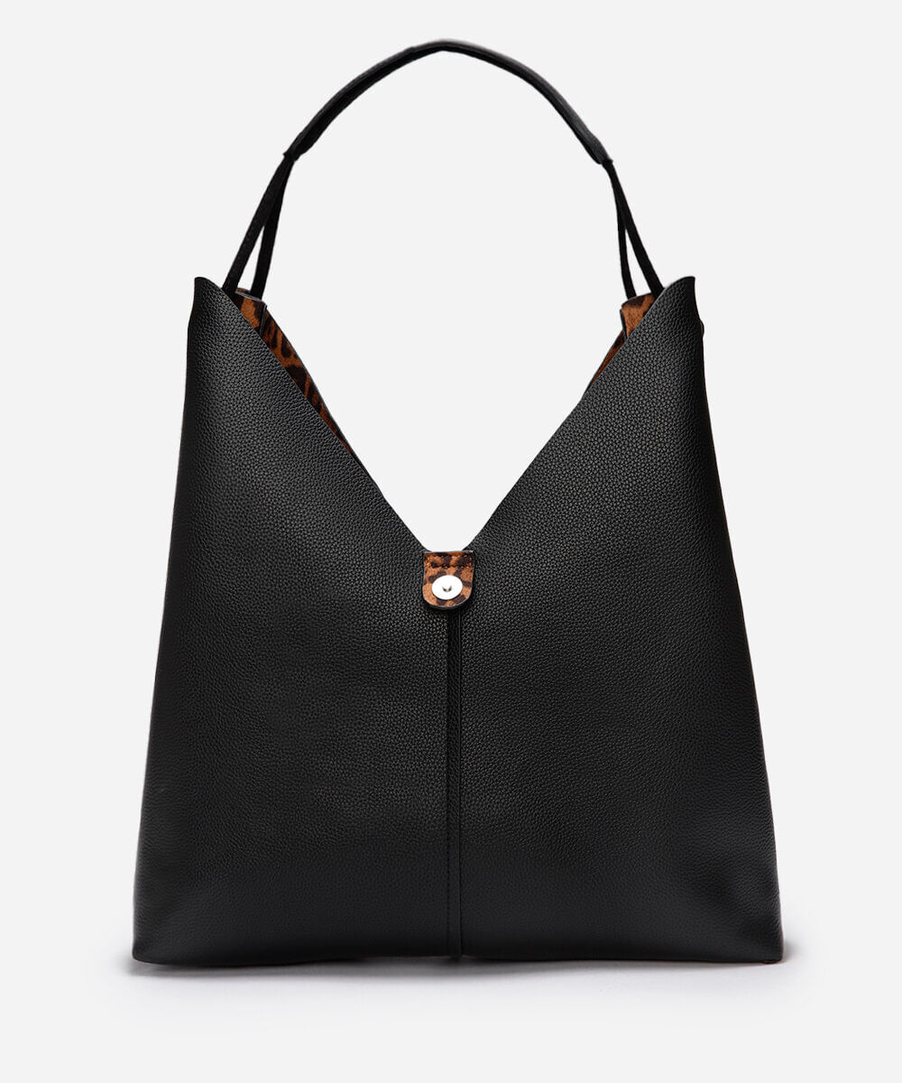 bolsa shoulder dupla face animal print babi louise colorida