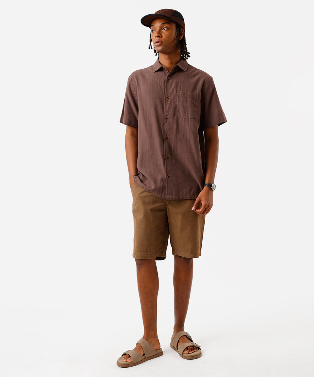 Bermuda Reta de Sarja - marrom