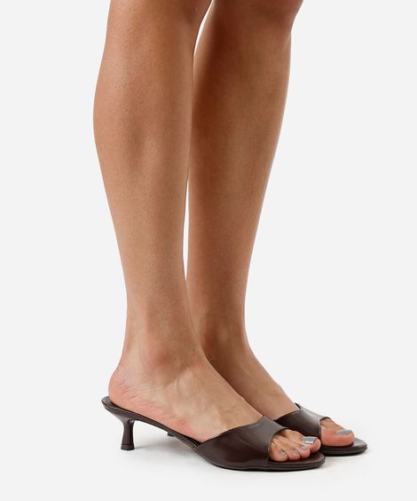 tamanco bico redondo salto fino oneself marrom