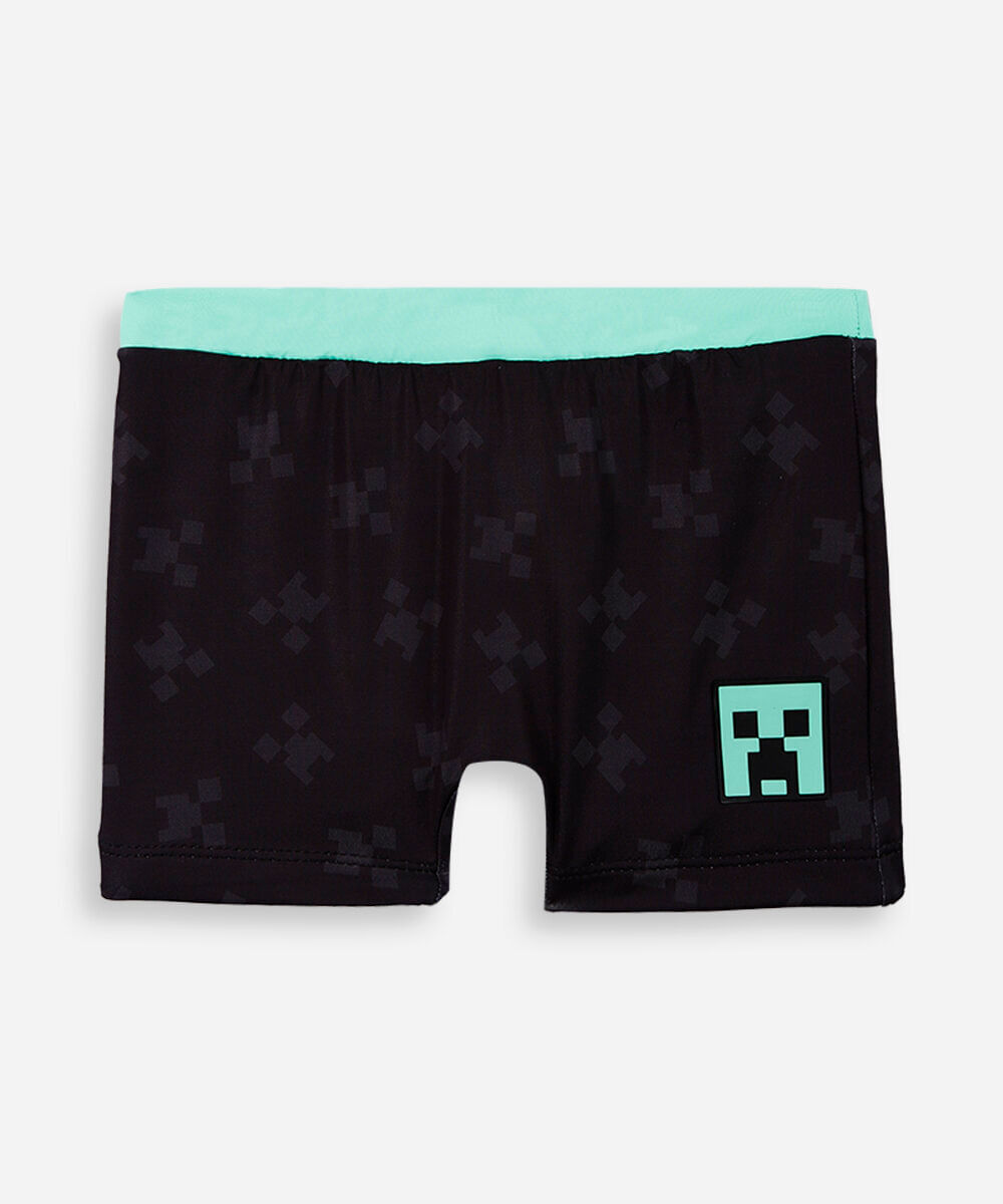 sunga infantil minecraft preto