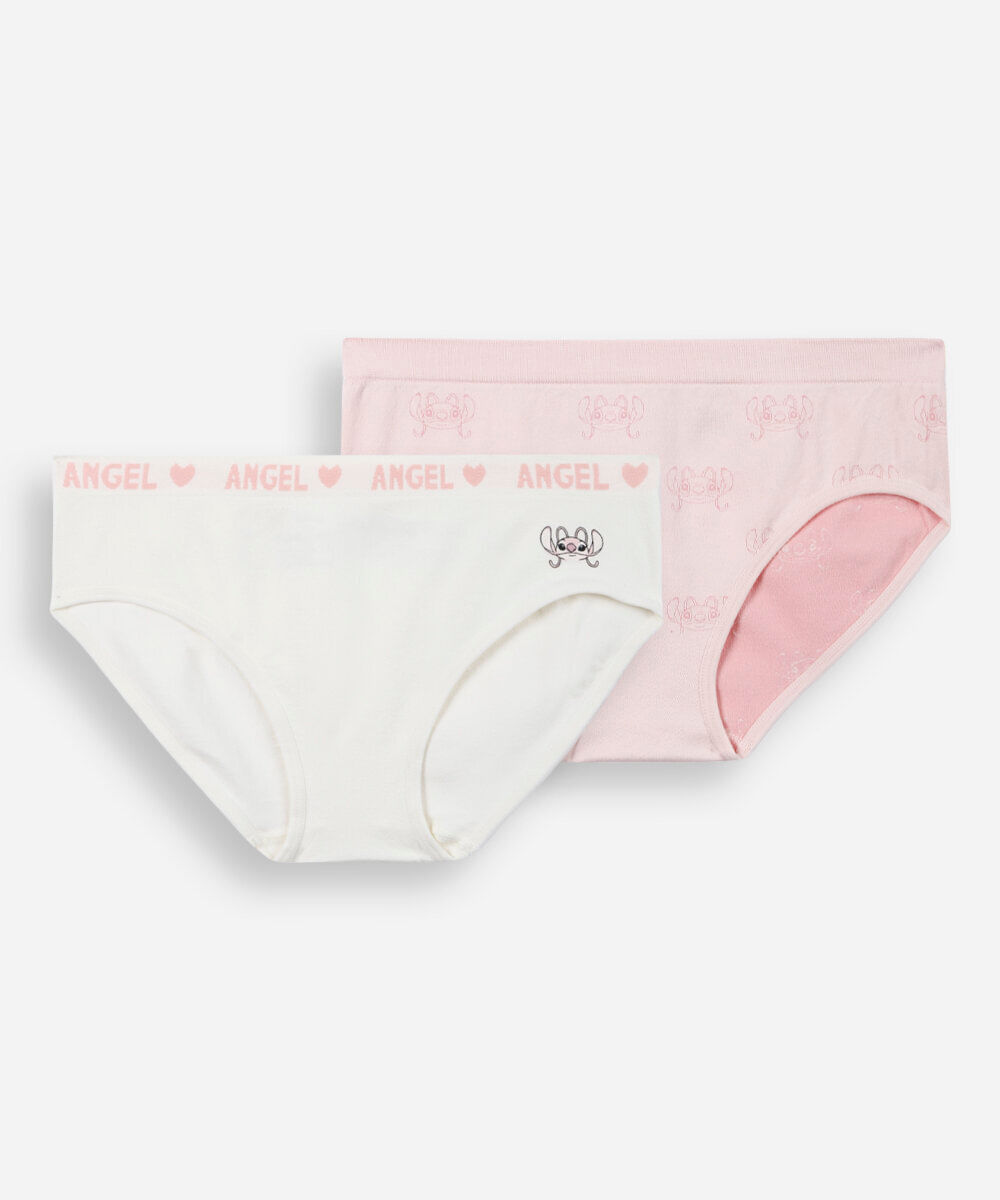 kit de 2 calcinhas infantis de poliamida angel rosa