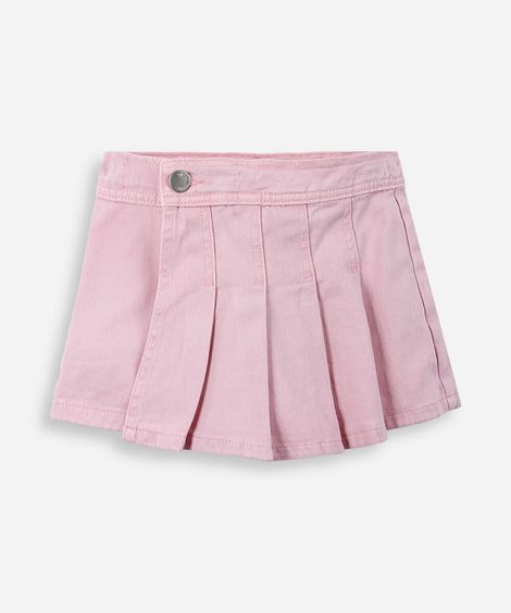 short saia de algodão com pregas rosa