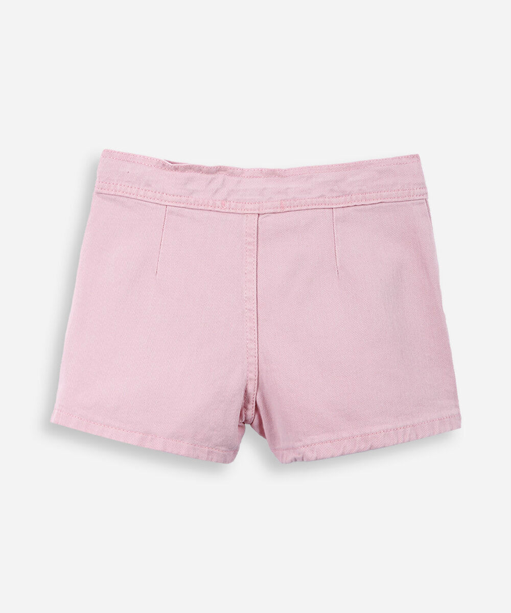 short saia de algodão com pregas rosa