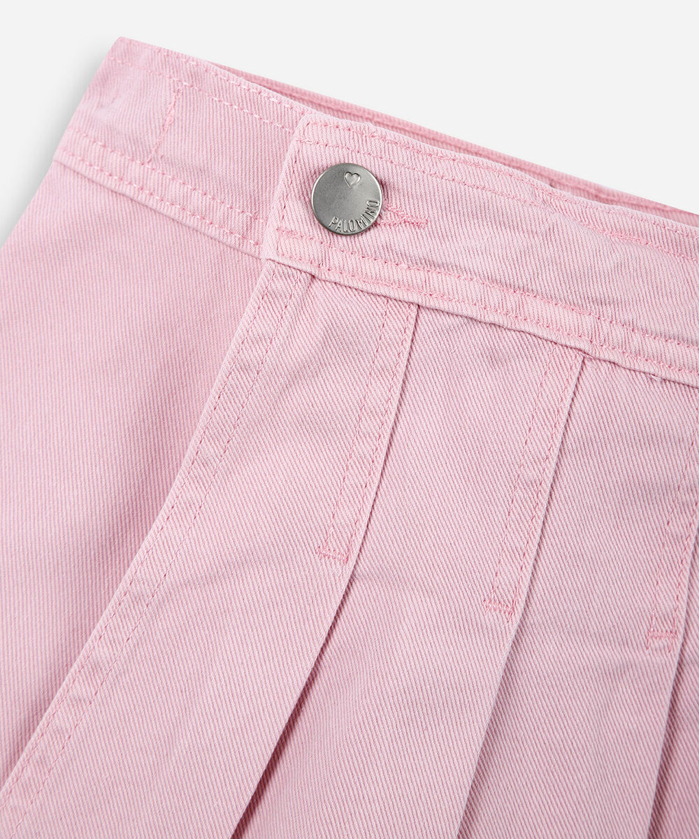 short saia de algodão com pregas rosa