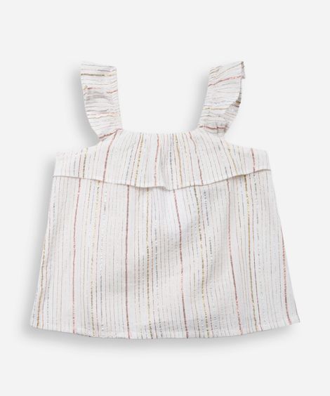 regata infantil de algodão com lurex listrada colorido