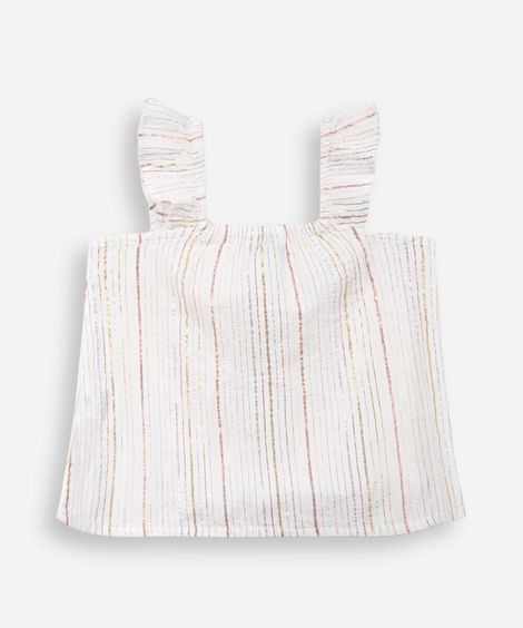 regata infantil de algodão com lurex listrada colorido