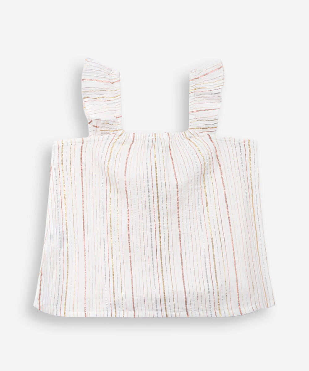 regata infantil de algodão com lurex listrada colorido