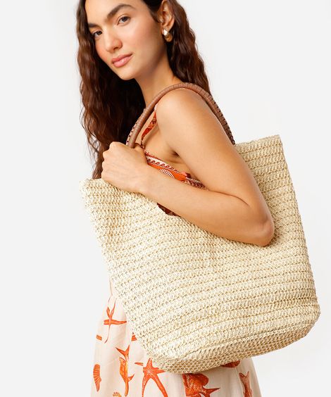 bolsa shopper texturizada bege