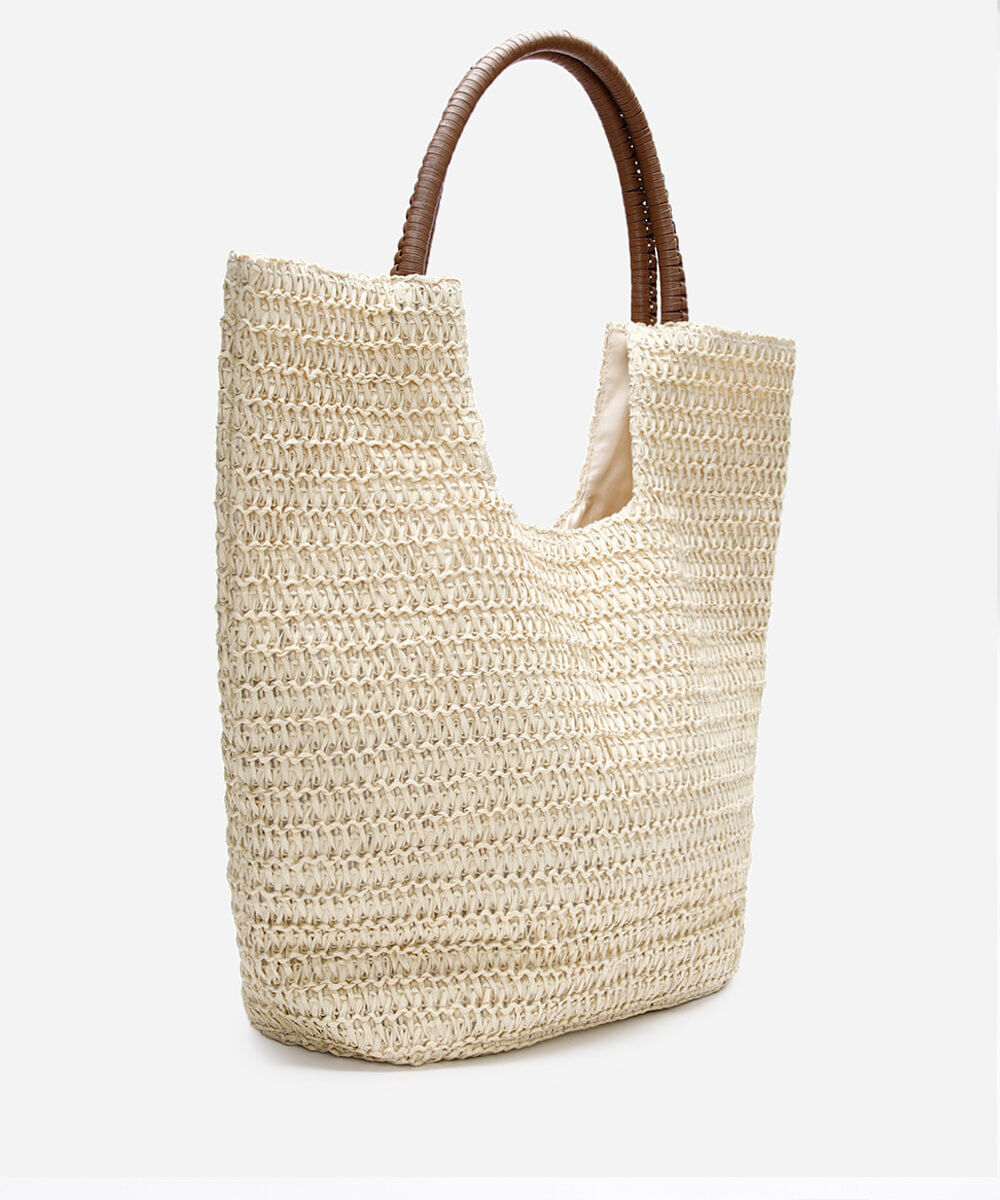 bolsa shopper texturizada bege