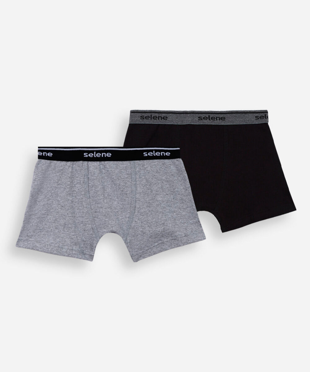 kit de 2 cuecas infantis boxer selene colorido