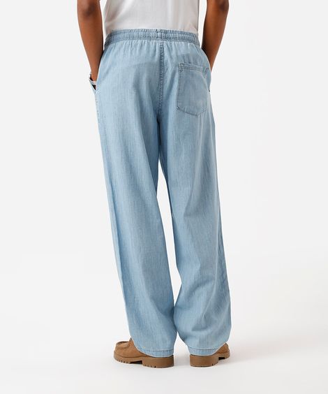 calça jogger masculina jeans com linho azul