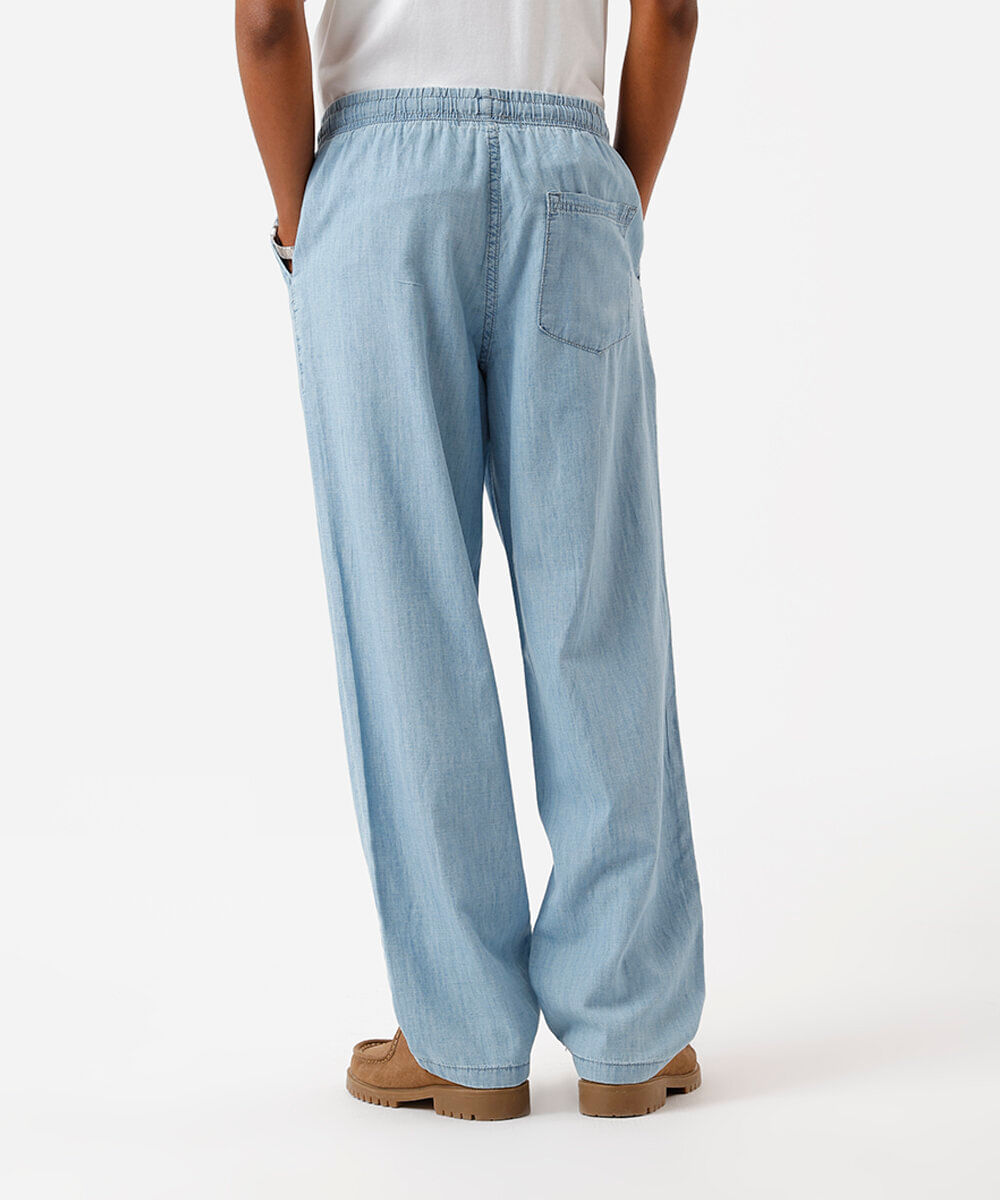 calça jogger masculina jeans com linho azul