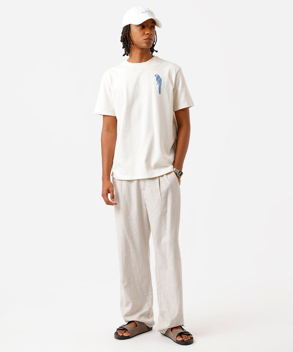camiseta masculina de algodão estampada off white