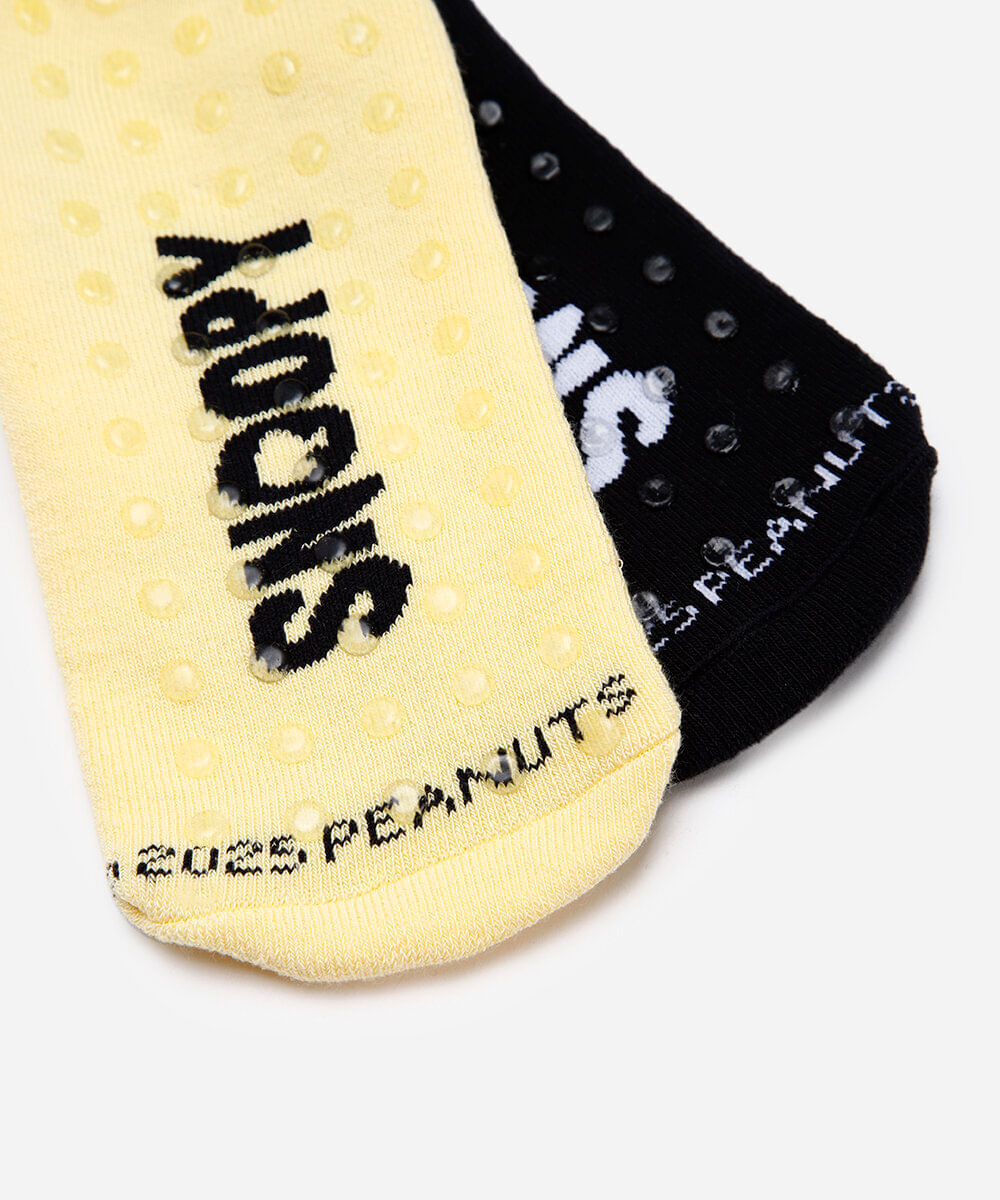 kit de 2 meias sapatilha snoopy colorido