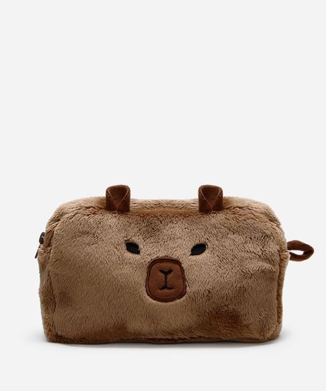 nécessaire de pelúcia capivara marrom