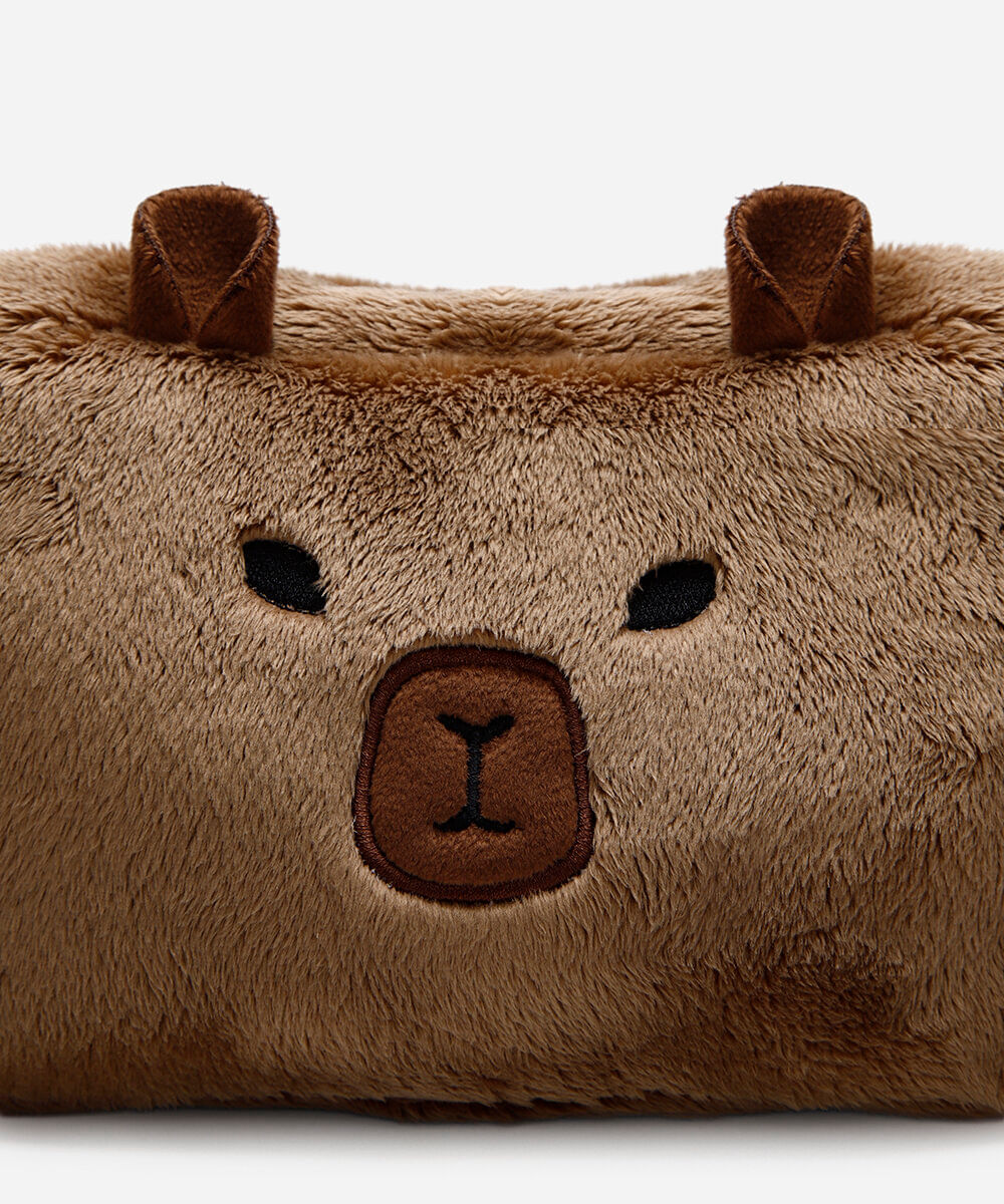 nécessaire de pelúcia capivara marrom
