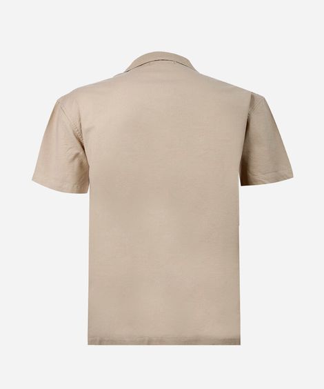 camisa juvenil de algodão e linho bordada bege