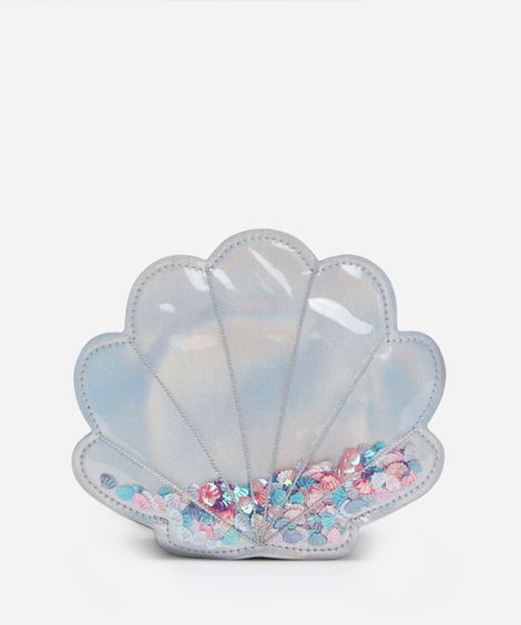 bolsa infantil concha metalizada prateada