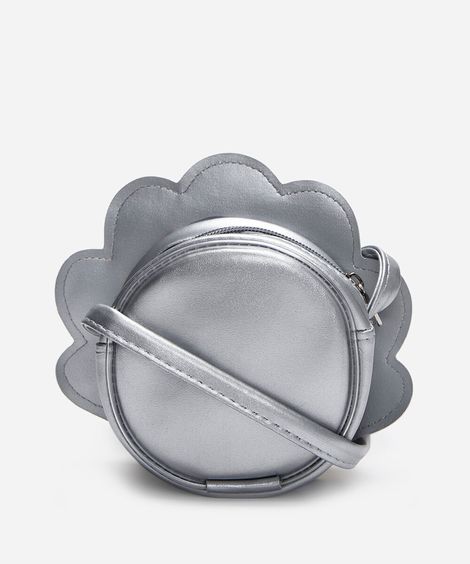 bolsa infantil concha metalizada prateada