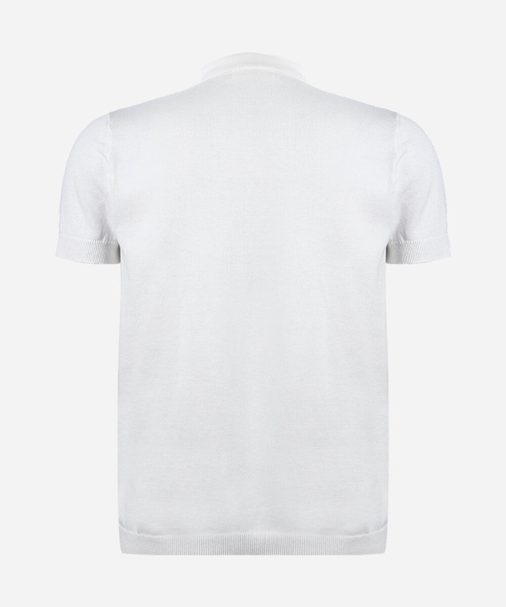 polo juvenil de tricô com mangas curtas off white