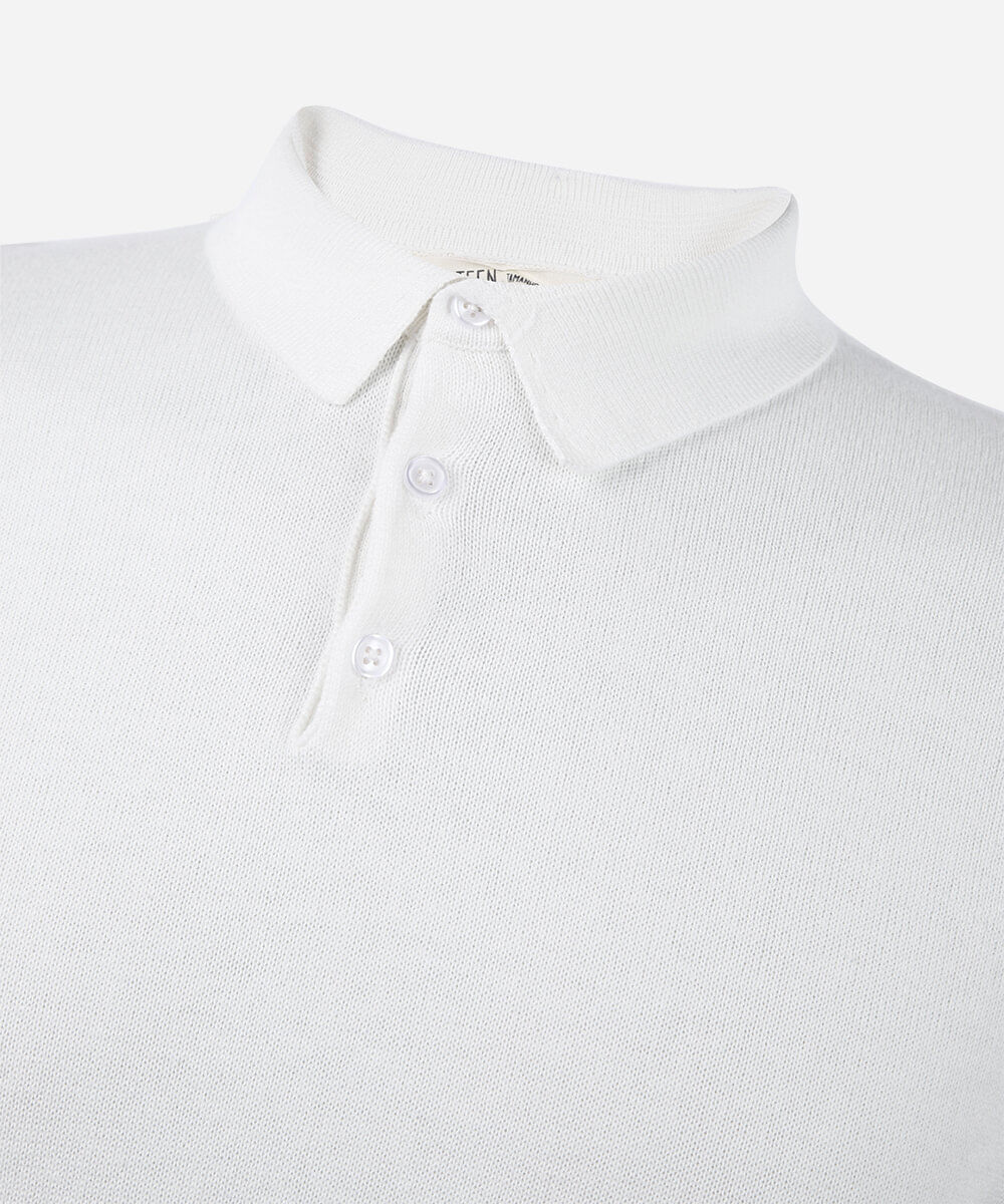 polo juvenil de tricô com mangas curtas off white